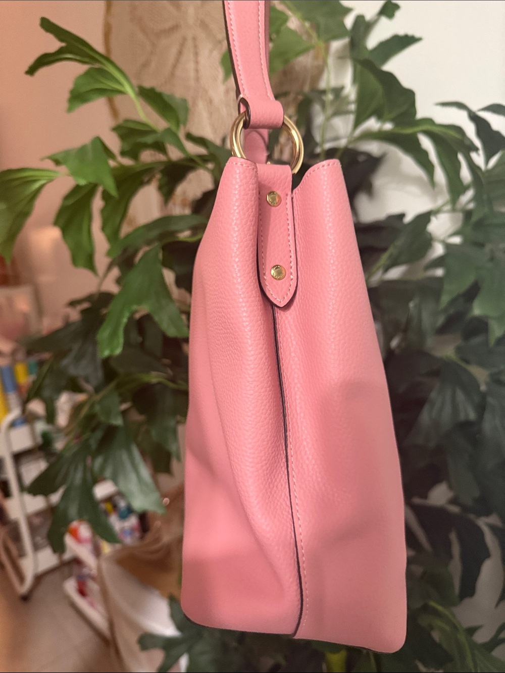 Coach Pink Pebbled Leather Shoulder Bag with Gold Hardware - Picture 4 of 9